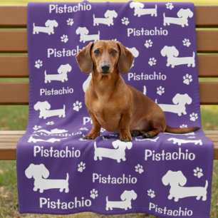 Manta Polar Dachshund Wiener Dog Personalizado Blanket Purple