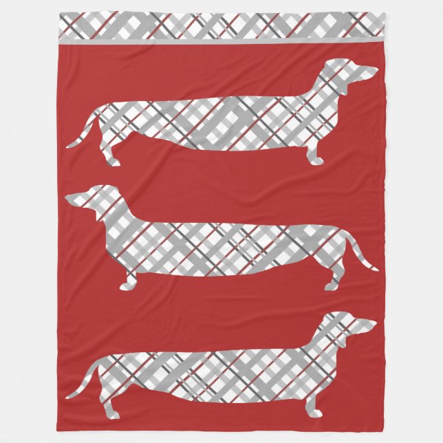 Manta Polar Dachshunds aplastados en la flota roja (Anverso)