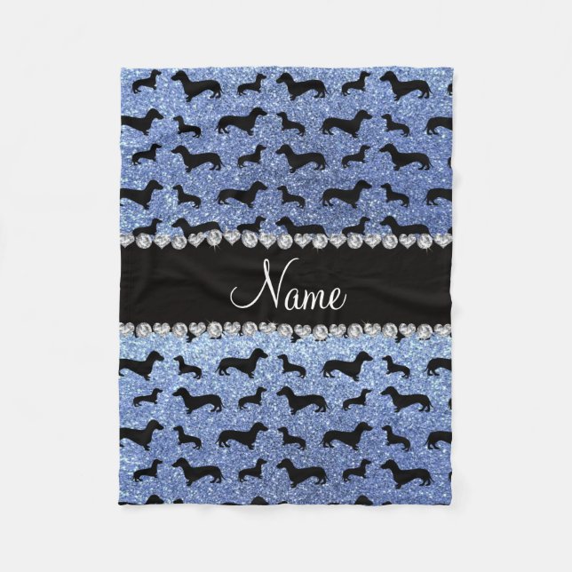 Manta Polar Dachshunds azules claros conocidos personalizados (Anverso)