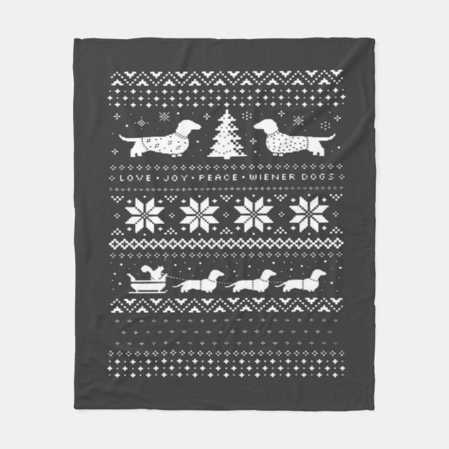 Manta Polar Dachshunds Christmas Sweater Pattern Classic T-Shi (Anverso)