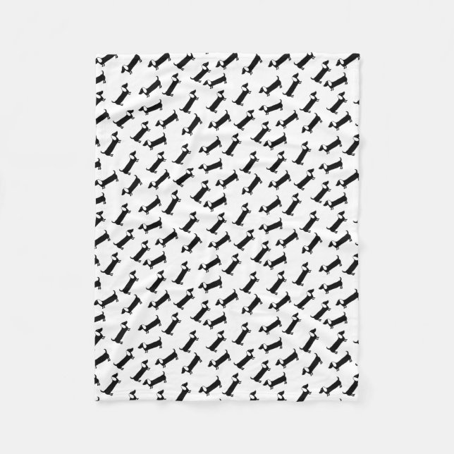 Manta Polar Dachshunds en blanco y negro (Anverso)