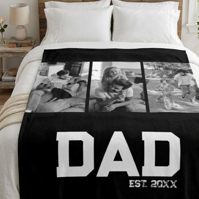 Manta Polar Dad Established 3 Photo Black & White Year  (Subido por el creador)