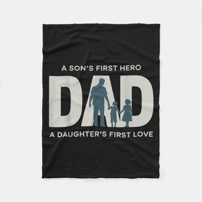 Manta Polar Dad Holding Kids Family Silhouette Father Quote  (Anverso)