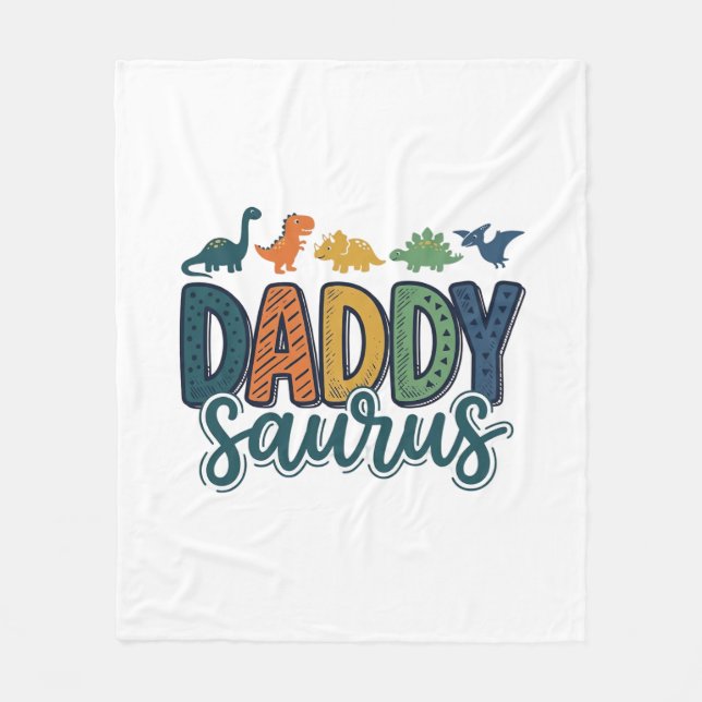 Manta Polar Daddy Saurus Diseño de vector de papá dinosaurio l (Anverso)