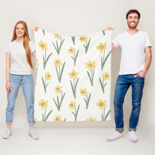 Manta Polar Daffodil Spring Floral en suave amarillo y verde 1