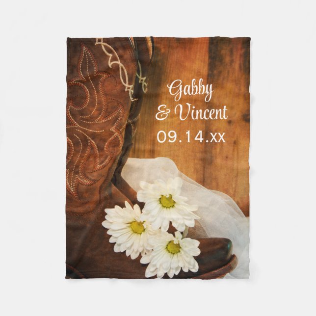 Manta Polar Daisies Blancos Boots País Boda Occidental (Anverso)