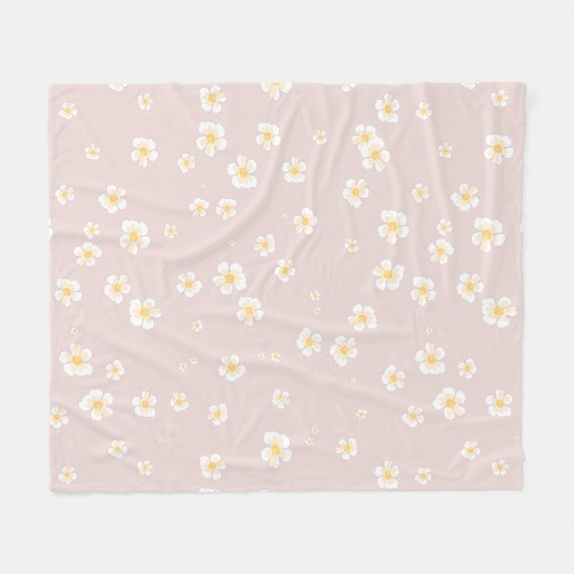 Manta Polar Daisies Blancos Taupe Blandos (Frente (Horizontal))