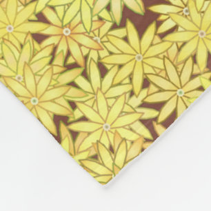Manta Polar Daisies de amarillo y oro en chocolate marrón