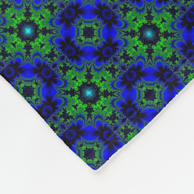 Manta Polar Daisies retro en verde azul (Esquina)