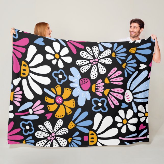 Manta Polar Daisy Dancing 60x80 Fleece Blanket (In situ)