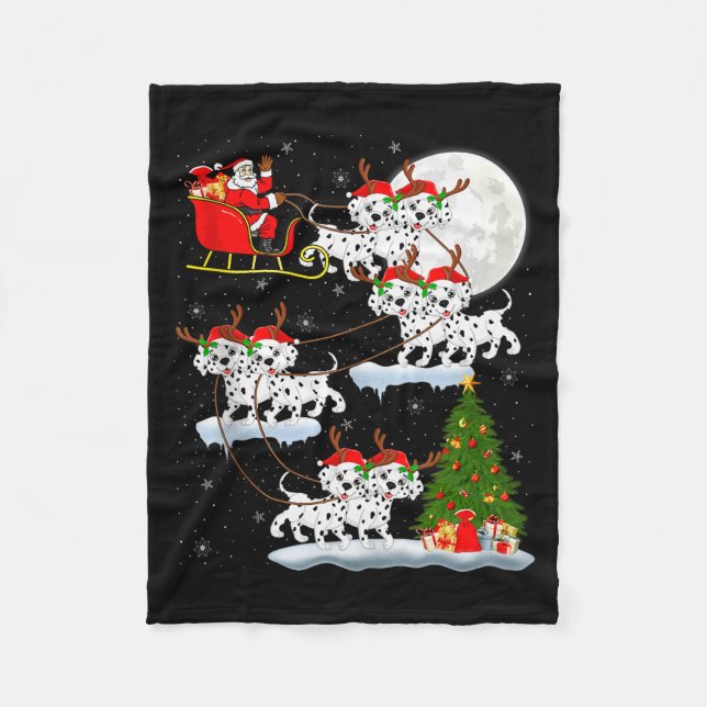 Manta Polar Dalmatian Dog Santa Sleigh Flying Funny Magical Ch (Anverso)