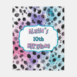 Manta Polar Dalmatian Spots Pastel Watercolor Cumpleaños