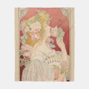 Manta Polar Dama Art Nouveau Belle Époque Rosas Livemont