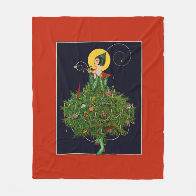 MANTA POLAR DAMA CON NAVIDADES GIFA DE MODA DE BELLEZA ART DEC (Anverso)