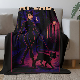 Manta Polar Dama de Gatos de Arte Cómic Nocturno Urbano Gatos 