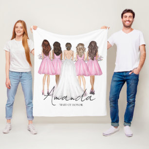 Manta Polar Dama de Honor Personalizada Regalo de Nombre Perso