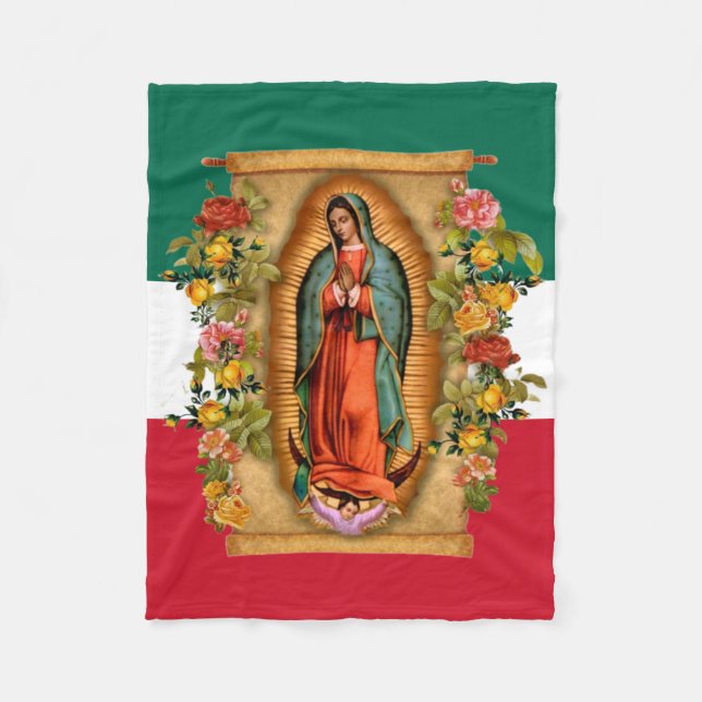 Manta Polar Dama Española de Guadalupe Bandera Mexicana Religi (Anverso)