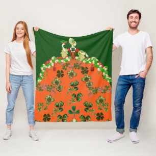 Manta Polar DAMA NARANJA Y TRÉBOLES Día de San Patricio Verde