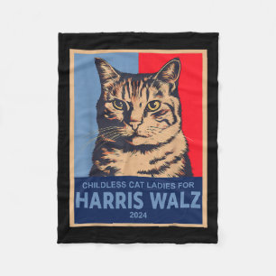 Manta Polar Damas de gatos sin hijos para Harris Waltz 2024 Di