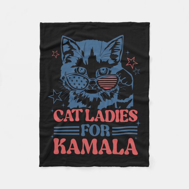 Manta Polar Damas De Kamala, Divertido Gato Presidente Kamala- (Anverso)