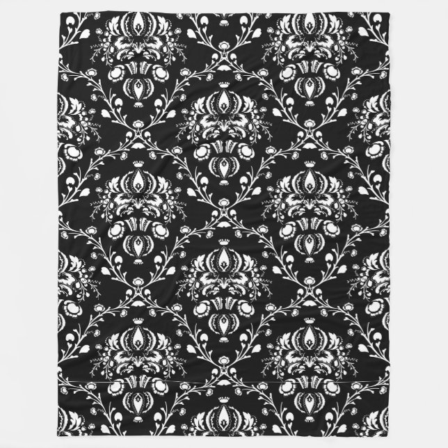 Manta Polar Damasco blanco y negro (Anverso)