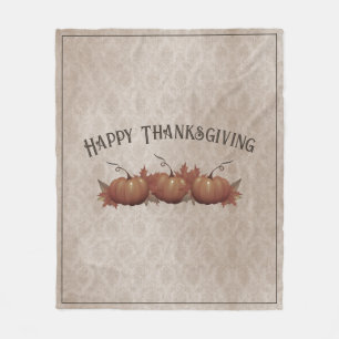 Manta Polar Damasco de Calabaza de Acción de Gracias