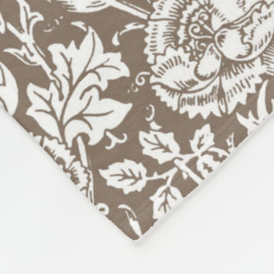 Manta Polar Damasco de claveles de Art Nouveau, taúpe y blanco