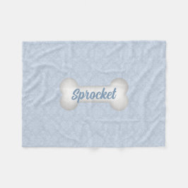 Manta Polar Damasco en azul con Hueso de perro