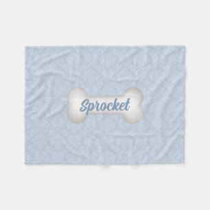 Manta Polar Damasco en azul con Hueso de perro