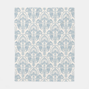 Manta Polar Damasco floral azul de vintage