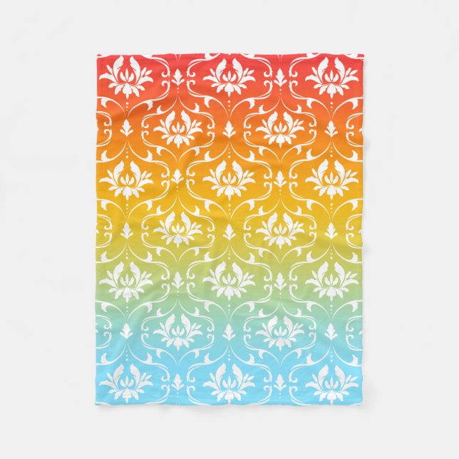 Manta Polar Damasco Floral Sobre El Fondo Ombre (Anverso)