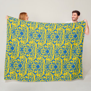 Manta Polar Damasco Ucrania Libertad Azul Amarillo Energizante