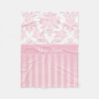 Manta Polar Damasco y rayas rosados personalizados bonito