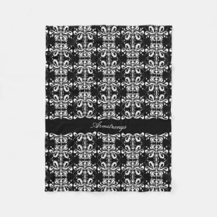 Manta Polar Damask nombrado blanco y negro