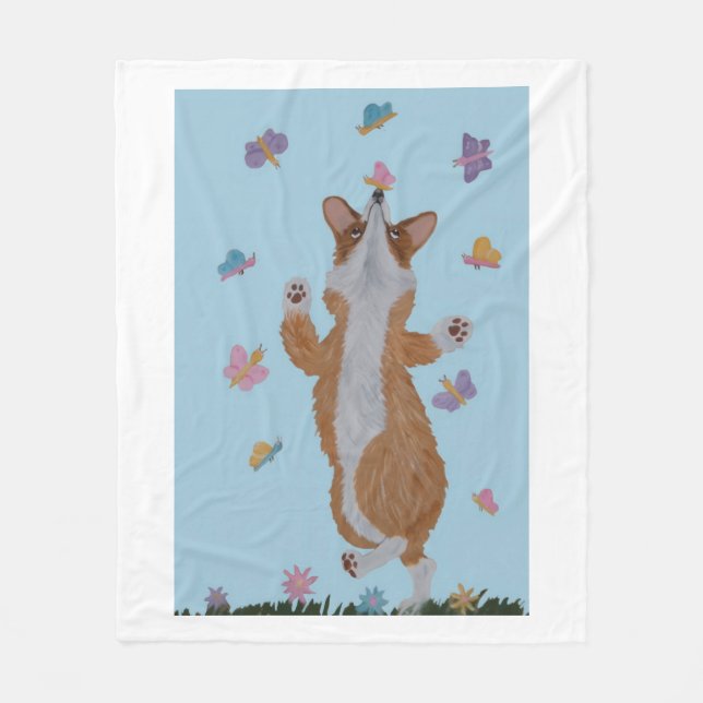 Manta Polar Dancing Corgi with butterflies (Anverso)