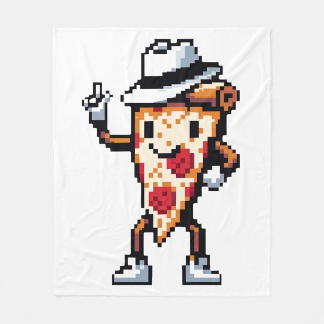 Manta Polar Dancing Pizza Slice - Funny Pixel Art Food Design (Anverso)