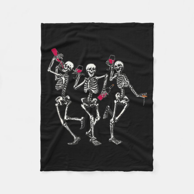 Manta Polar Dancing Skeletons Drinking Wine Lover Funny Hallow (Anverso)