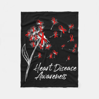 Manta Polar Dandelion Red Ribbon Flores Cardíacas Awarene