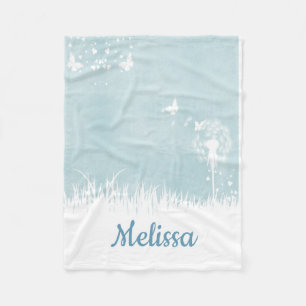 Manta Polar Dandelions, mariposas y cielos azules