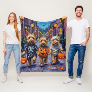 Manta Polar Dandie Dinmont Terrier Pidiendo Dulces en Hallowee