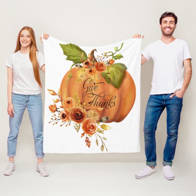 Manta Polar Dar las gracias a la calabaza floral Classic (In situ)