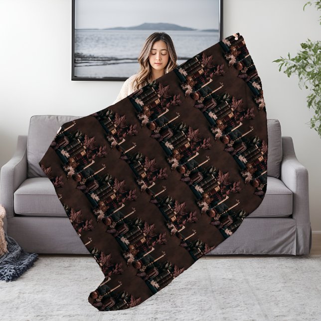Manta Polar Dark Academia Patrón de libros de otoño (Dark Academia Autumn Books Pattern Fleece Blanket)