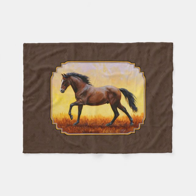 Manta Polar Dark Bay Running Horse Brown (Frente (Horizontal))