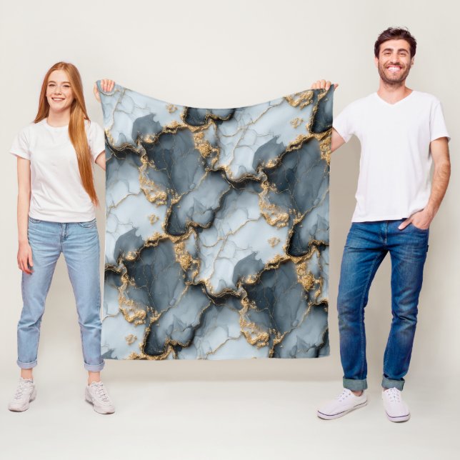 Manta Polar Dark Blue Marble Texture with Liquid Gold Veins (In situ)