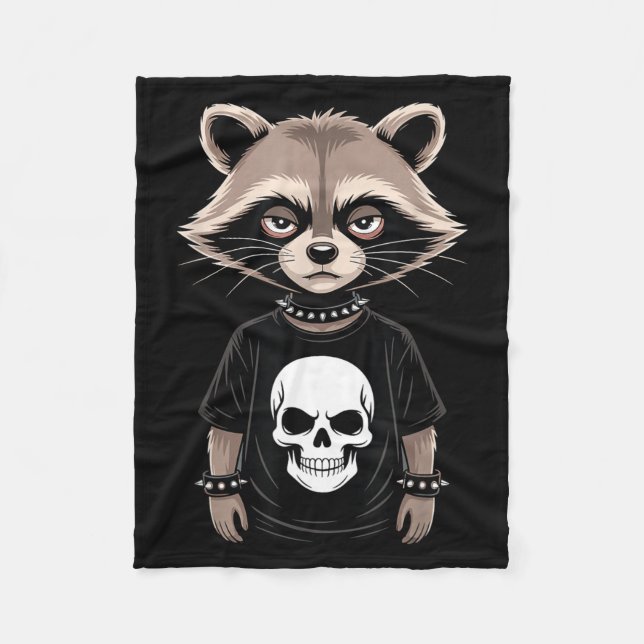 Manta Polar Dark Emo Raccoon With Skull Punk Style Alternative (Anverso)
