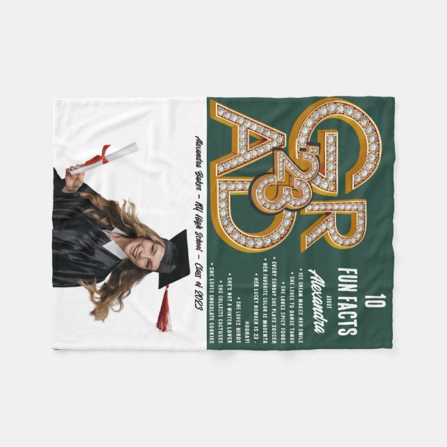 Manta Polar Dark Green Fun Facts & Photo 2023 Graduation (Frente (Horizontal))