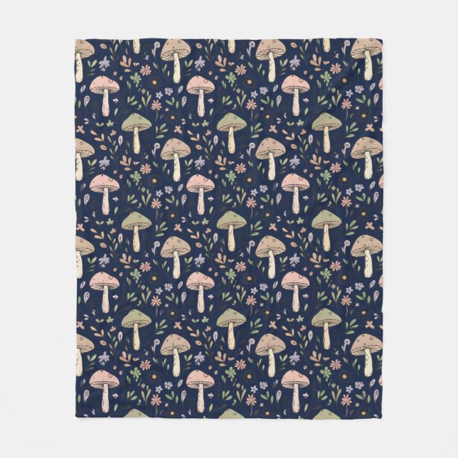 Manta Polar Dark Navy Fungi | Minimalist Office Cozy Gift (Anverso)
