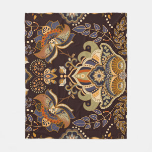 Manta Polar Dark Paisley: Indio floral sin soldadura.