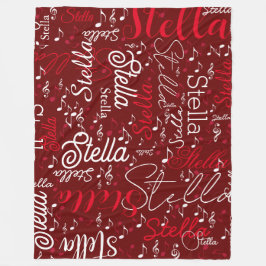 Manta Polar Dark Red Fleece Blanket con notas musicales