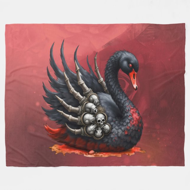 Manta Polar Dark Swan of Bones – Gothic Elegance  (Frente (Horizontal))